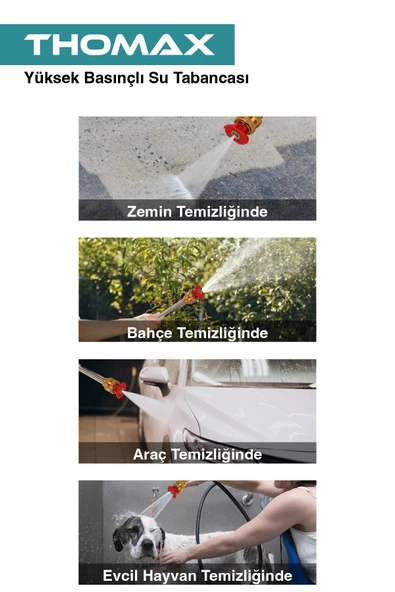 THOMAX Şarjlı Ve Yüksek Basınçlı Oto Yıkama Makinesi Ve Sulama Tabancası Bahçe Yıkama Makinesi - Resim 4