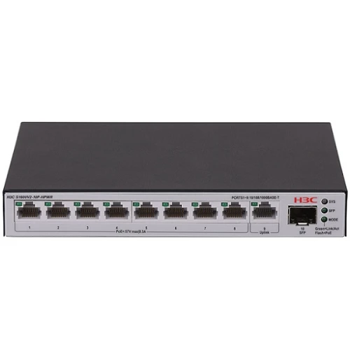 H3C S1600V2-10P-HPWR, 8 Port, GigaBit, PoE 125W, L2, 1 Port GigaBit Uplink, 1 Port GigaBit SFP, Web Yönetilebilir, Masaüstü Switch - Resim 2