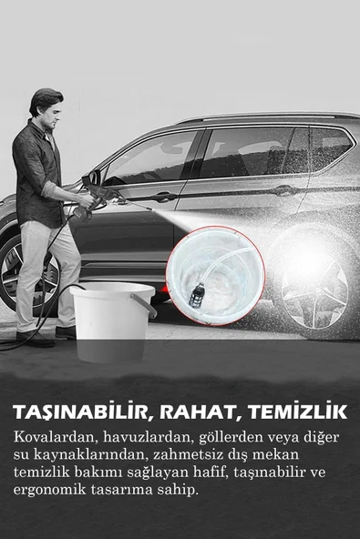 THOMAX Şarjlı Ve Yüksek Basınçlı Oto Yıkama Makinesi Ve Sulama Tabancası Bahçe Yıkama Makinesi - Resim 7