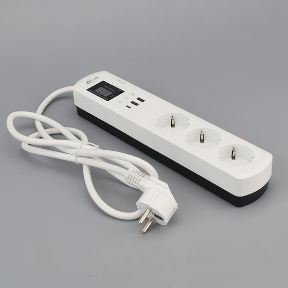 JIUJI Akım ve Voltaj Korumalı Uzatmalı Çoklu Priz 16A Voltaj ve Akım Koruma Prizi 1,5 Metre - 3