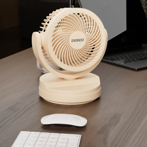 EVEREST EFN-509, KREM, 3 Kademeli Hiz, 17,5cm 3 Kanat Pervane ve Çerçeve, Masaüstü, USB Vantilatör - 5
