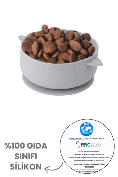 Silikon Evcil Hayvan Mama Kasesi, Kaydırmaz Vakum Tabanlı Kedi Köpek Mama Su Kabı Tabağı 200ml - 2