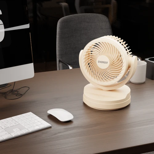 EVEREST EFN-509, KREM, 3 Kademeli Hiz, 17,5cm 3 Kanat Pervane ve Çerçeve, Masaüstü, USB Vantilatör - 4