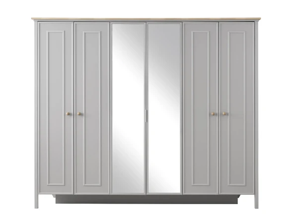 Yakamoz 6 Kapaklı Aynalı Elbise Dolabı Gardrop 253x64x213 - 1