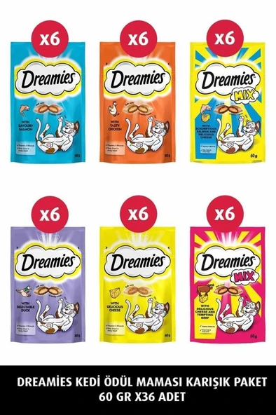 Dreamies Kedi Ödül Maması Karışık Paket 60 Gr X 36 Adet ürün görseli