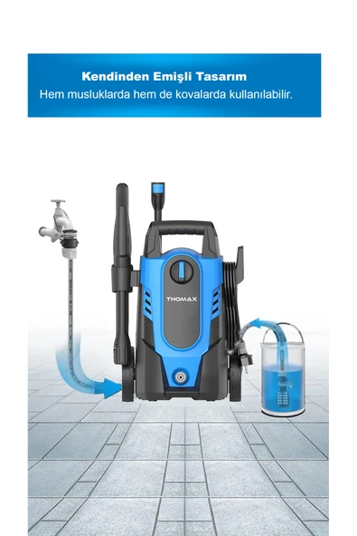 THOMAX Yüksek Basınçlı Yıkama Makinesi Araç Yıkama Oto Yıkama 1400w - Resim 3