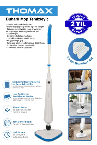 THOMAX Antibakteriyel Buhar Basınçlı Temizleyici Ve Dezenfektan Mop ürün görseli