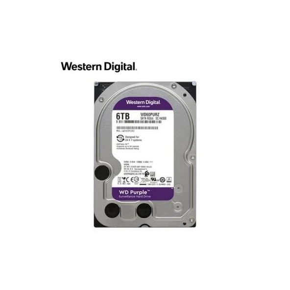 6TB 3.5" SATA 64MB 5900RP PURPLE WD62PURZ 7/24 GUVENLIK 3 YIL GARANTI ürün görseli