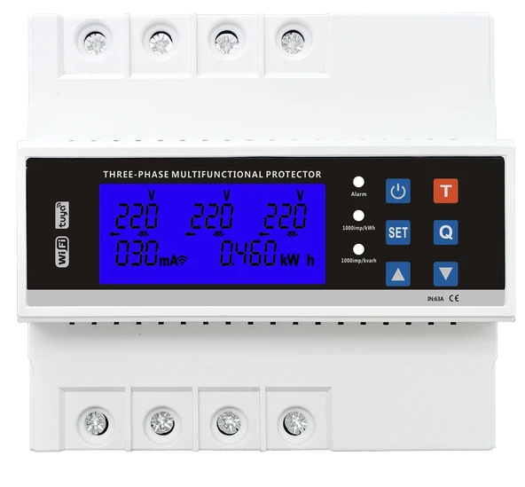 JIUJI Akıllı Trifaz Kaçak Akım Koruma Özellikli Voltaj Ve Akım Koruyucu Röle 63A Wifi Özellikli
