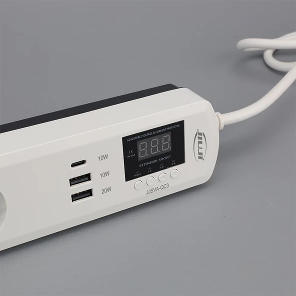 JIUJI Akım ve Voltaj Korumalı Uzatmalı Çoklu Priz 16A Voltaj ve Akım Koruma Prizi 1,5 Metre - 5