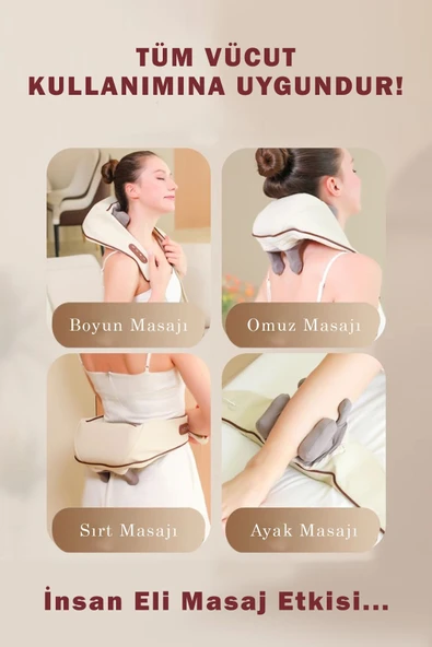 THOMAX Ovmalı Masaj Aleti Boyun Sırt Bel Dayanıklı Şarjlı Gelişmiş Masaj Aleti - Resim 3
