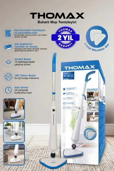 THOMAX Antibakteriyel Buharlı Temizleyici Yüksek Buhar Basınçlı Mop - Resim 6