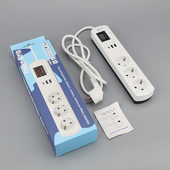 JIUJI Akım ve Voltaj Korumalı Uzatmalı Çoklu Priz 16A Voltaj ve Akım Koruma Prizi 1,5 Metre - 4