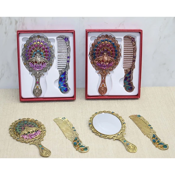 Tavuskuşu Ayna Ve Tarak Seti Küçük Boy ürün görseli 1