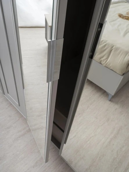 Yakamoz 6 Kapaklı Aynalı Elbise Dolabı Gardrop 253x64x213 - 4