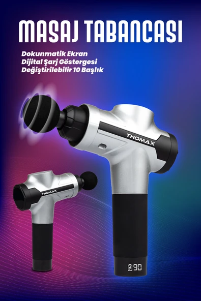 THOMAX Masaj Tabancası 10 Başlıklı Profesyonel Masaj Aleti - Resim 4