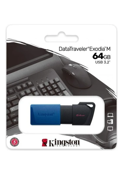 DTXM 64GB USB 3.2 Data Traveler Exodia M Flash Disk (Siyah-Mavi)