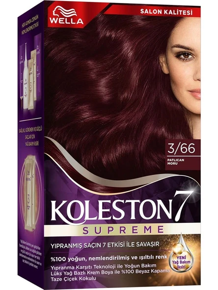 Koleston Saç Boyası Supreme Kit 3/66 Patlıcan Moru - Resim 3