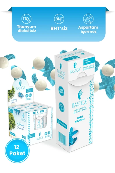 Mastiqe Doğal Nane Aromalı Damla Sakızlı Şekersiz Sakız 20 Grx12 Adet ürün görseli