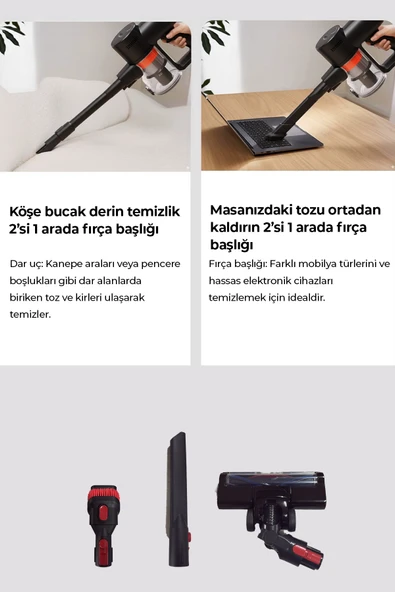 HIKİNG Serisi Şarjlı Dikey Süpürge Siyah - 7