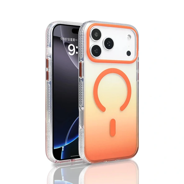 Apple iPhone 17 Pro Max Kılıf M-safe Şarj Özellikli Transparan Renk Geçişli Zore Toros Kapak ürün görseli