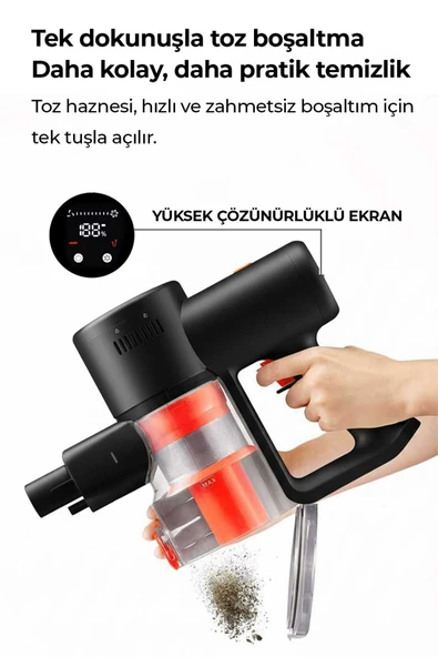 HIKİNG Serisi Şarjlı Dikey Süpürge Siyah - 6