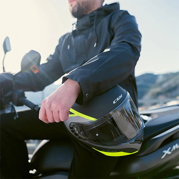 CGM 568G BER DRESDA ÇENE AÇILIR MOTOSİKLET KASKI SARI-GRİ / M - Resim 4