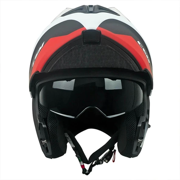 CGM 568G BER DRESDA ÇENE AÇILIR MOTOSİKLET KASKI KIRMIZI-SİYAH / M - Resim 3