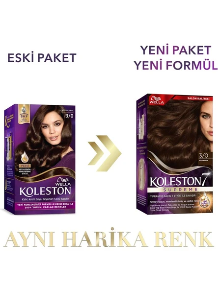 Koleston Saç Boyası Supreme Kit 3/0 Koyu Kahve - Resim 4
