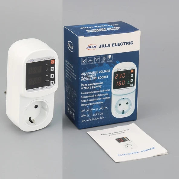 JIUJI Akım ve Voltaj Korumalı Priz 16A Ayarlanabilir Voltaj ve Akım Koruma Prizi - 6