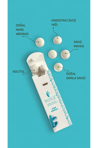 Mastiqe Doğal Nane Aromalı Damla Sakızlı Şekersiz Sakız 20 Grx12 Adet - Resim 2