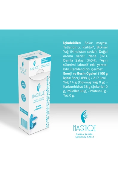 Mastiqe Doğal Nane Aromalı Damla Sakızlı Şekersiz Sakız 20 Grx12 Adet - Resim 3