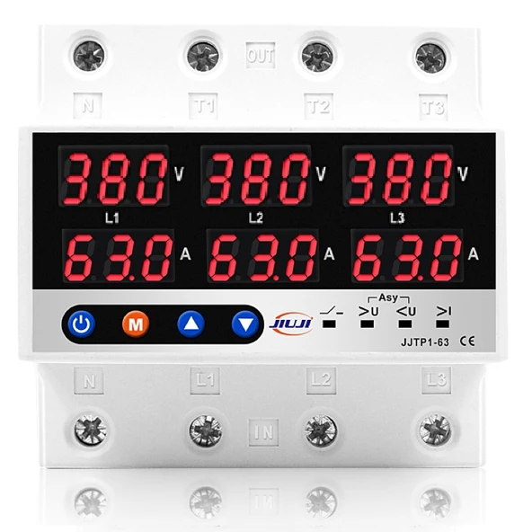 JIUJI Trifaz Sanayi Tipi 380V Gerilim Ve Akım Koruma Rölesi Motor Koruma Şalteri 63A