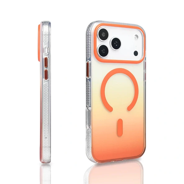 Apple iPhone 17 Pro Max Kılıf M-safe Şarj Özellikli Transparan Renk Geçişli Zore Toros Kapak - Resim 2