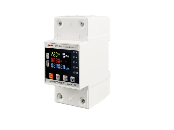 JIUJI Kaçak Akım Korumalı Voltaj Ve Akım Koruyucu Röle 80A Wifi Özellikli