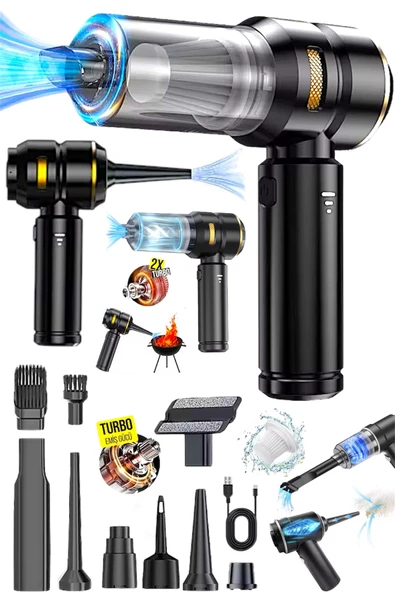 16000pa Emiş Güçlü Portatif Vakumlu Kablosuz Üflemeli Mini Araç Süpürgesi VAKUM VE ÜFLEME - 2