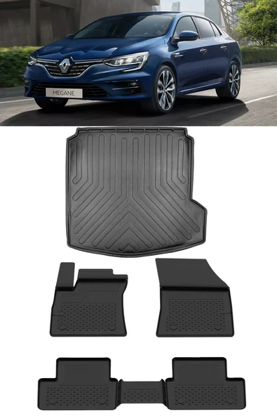 Sahler Renault Megane 4 Sedan 2016 Sonrası Touch Paket  Rizline 3D Sağ Cepli Bagaj Havuzu Set ürün görseli