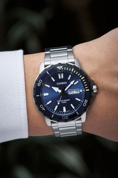 Casio MTD-125D-2A1VDF Gün ve Takvim Göstergeli 10 ATM Suya Dayanıklı Çelik Kordon Metalik Renk Erkek Kol Saati - 2