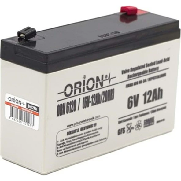 Orion 6V 12 Ah Bakımsız Kuru Akü ürün görseli 1