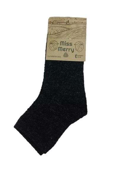 12 Çift Miss Merry Bayan Kısa Yün Çorap Siyah - 1