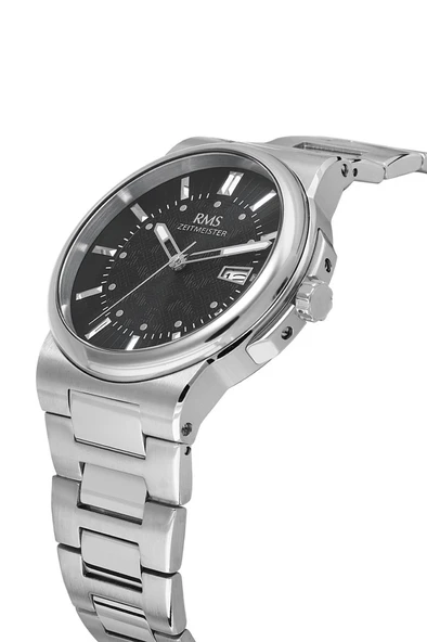 RMS Zeitmeister RMS.1.AG1638.02 Kristal Camlı Çelik Kordon Çelik Kasa 5 ATM Suya Dayanıklı Metalik Renk Erkek Kol Saati - Resim 3