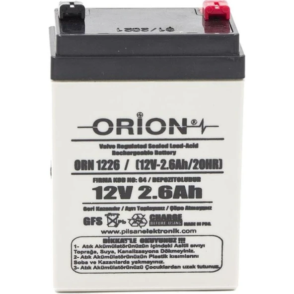 Orion 12V 2.6AH BakıMsiz Kuru Akü ürün görseli 1