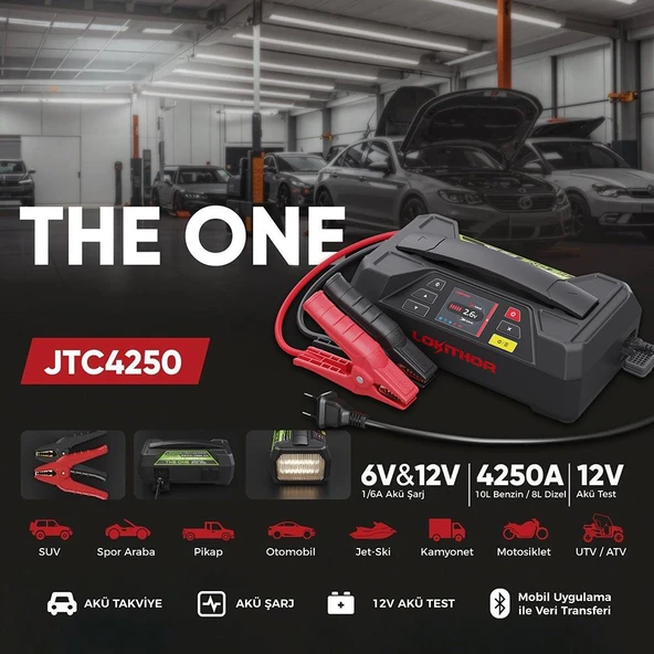 Lokithor JTC4250 12V/220V 4250Amp LiFePO4 Akıllı Akü Test + Akü Takviye + Akü Şarj Cihazı - Resim 2