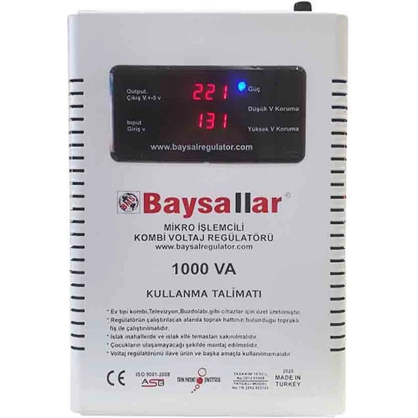 Baysallar Kombi Voltaj Regülatör 1000VA Digital Mikro Işlemcili Baysallar ürün görseli 1