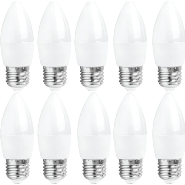 Osaka 6W Dekoratif LED Mum Ampul Buji 10'lu Paket Beyaz Işık E27 Duylu Küçük Ampul Kalın Duy - 1