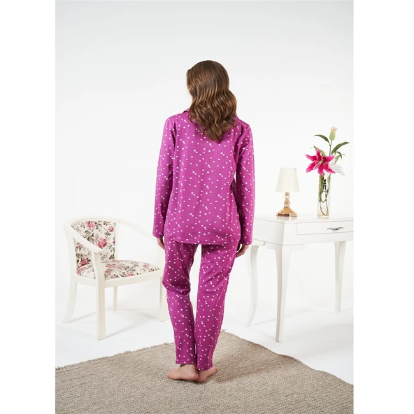 Estiva Likralı Penye Önden Düğmeli Bayan Pijama Takım - Resim 2
