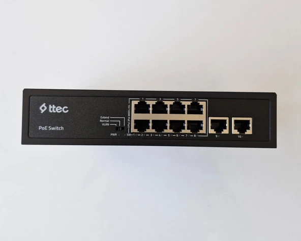 Ttec 10120P 8 Port 10/100M PoE 2 Port 10/100 Uplink Tak Çalıştır 120W PoE Switch ürün görseli 1