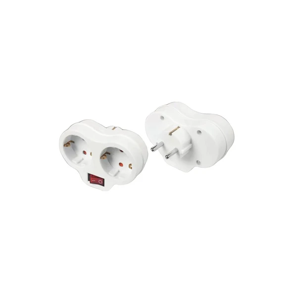 Viko İkili Anahtarlı Topraklı Fiş Priz - Beyaz ürün görseli 1