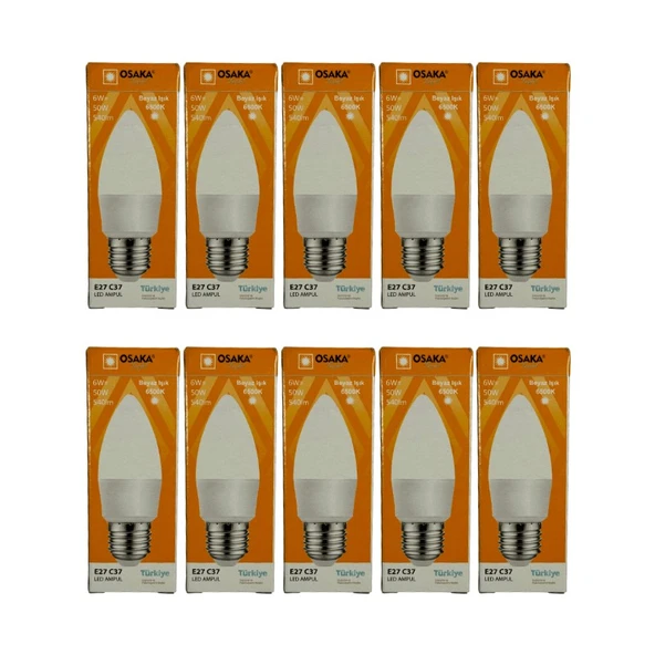 Osaka 6W (50W) 6500K (Beyaz Işık) E27 Duylu LED Ampul (10 Adet) ürün görseli 1
