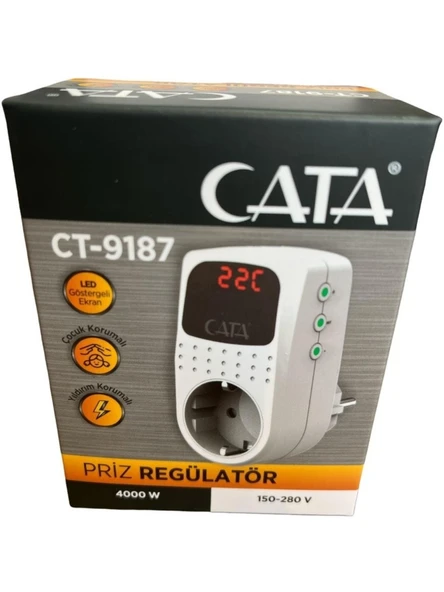 Cata Akım Korumalı Priz Regülatör CT-9187 16A 4000W, Yıldırım Koruması ile Güvenli Kullanım - 3